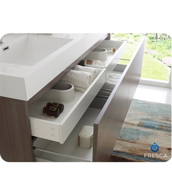 Fresca FVN8042GO Mezzo 59 Gray Oak Wall Hung Double Sink Modern