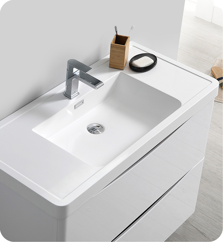 Fresca Quadro White Pedestal Sink w/ Medicine Cabinet - Modern Bathroom  Vanity - Burroughs Hardwoods Online Store