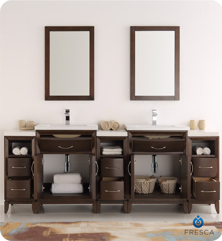 Roman Bathroom Ceramic Vanity With Double Sink Set At BathSelect