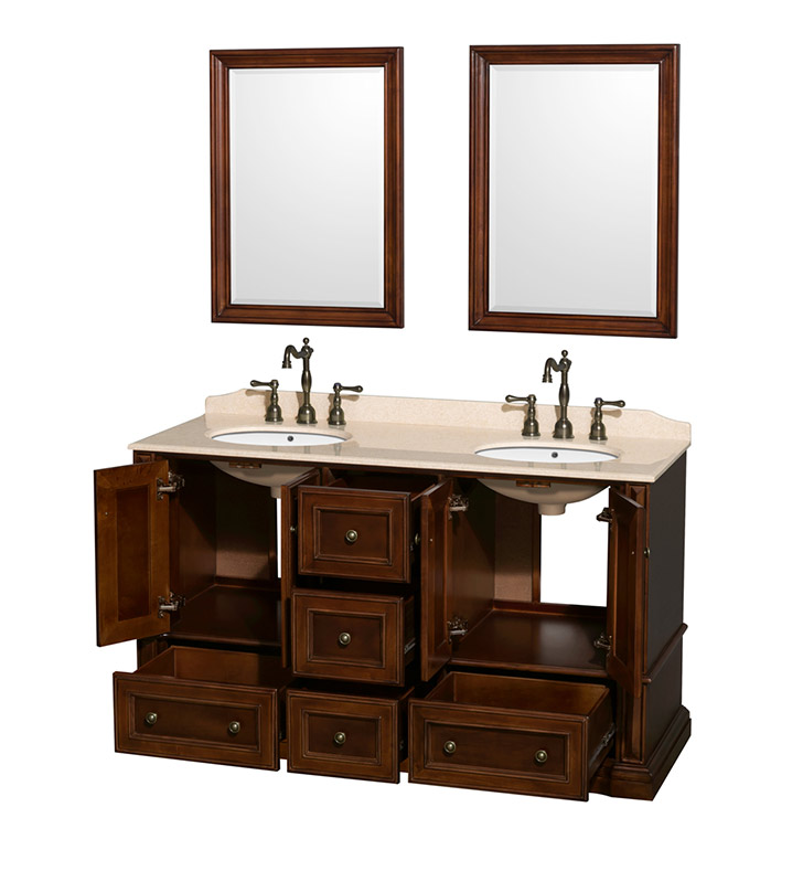 WCVJ23160DCH [DISABLED]Rochester 60" Double Sink Cherry Bathroom