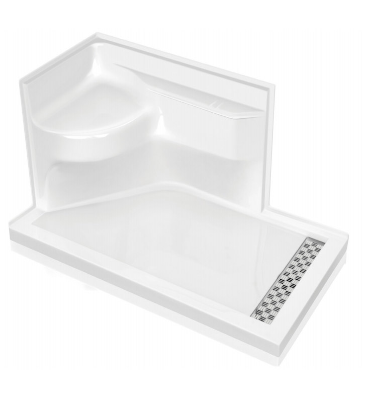 Fleurco ASBR603218 Bella Shower Base with Seat in Acrylic Right Side