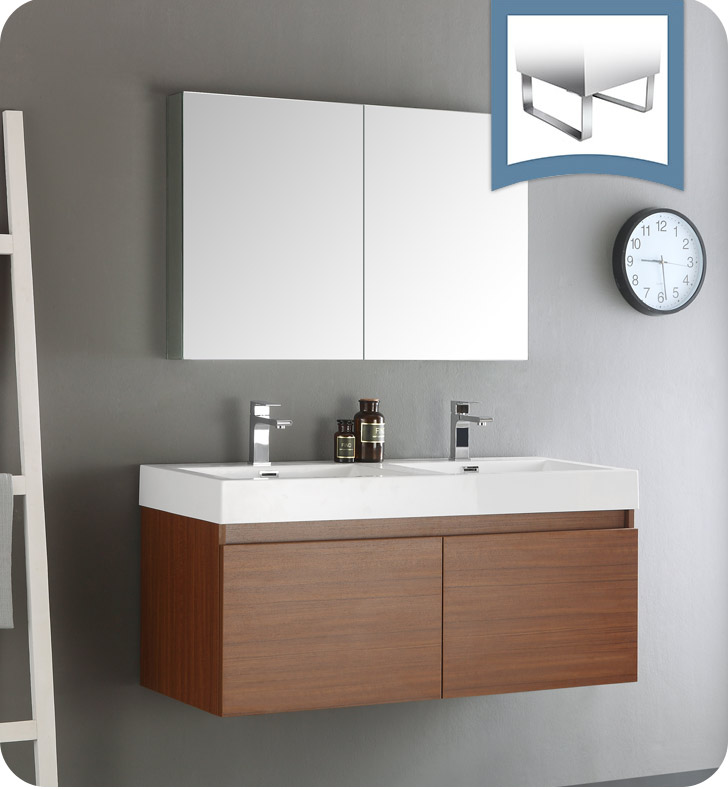 Fresca Mezzo 39 Modern Bathroom Vanity w/ Medicine Cabinet, Teak