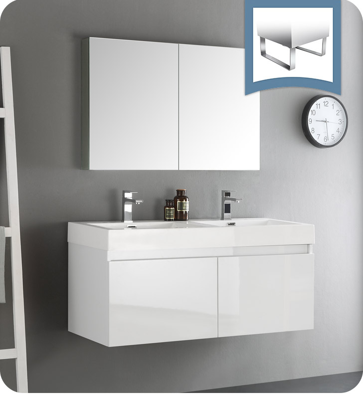 Fresca Mezzo 39 Modern Bathroom Vanity w/ Medicine Cabinet, Teak